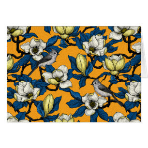 Cartão Magnólia florescente e pássaro-do-titrato 3