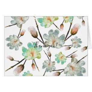 Cartão Magnolia Pattern Obrigado Notecard