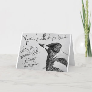 Cartão Magpie Shiny, maravilhosa carta de aniversário