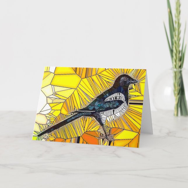 Cartão Magpie Stained Glass Greeting Card (Frente)