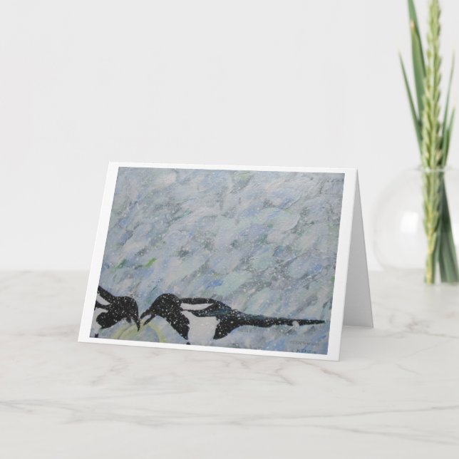 Cartão Magpies Blank Note Card by Mark Ea... (Frente)