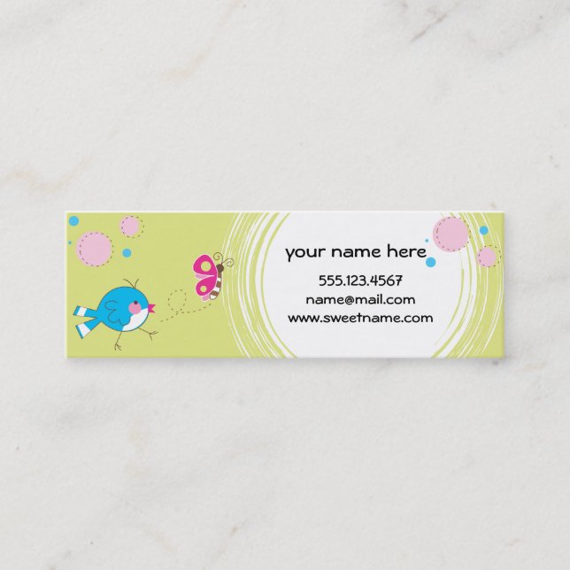 Cartão magro de Busniness do passarinho (Frente)