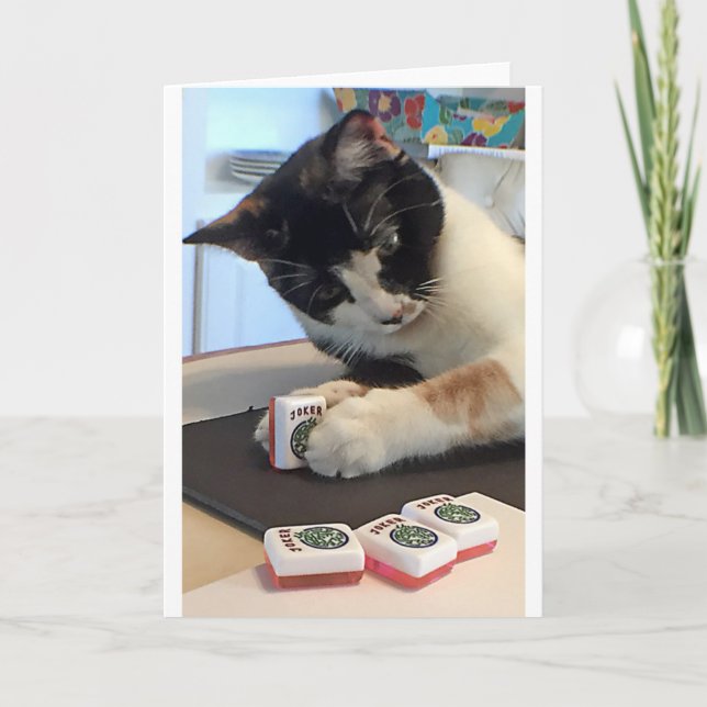 Cartão Mah Jongg Notecard  Joker Cat (Frente)