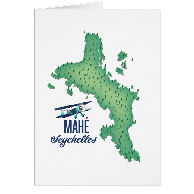 Cartão Mahé, mapa da Vintage das Seychelles (Frente)