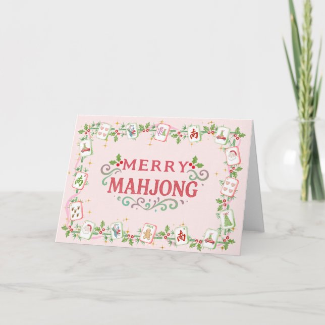 Cartão Mahjong Alegre de Natal (Frente)