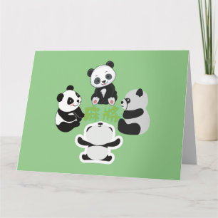 Cartão Mahjong Panda Cute Funny