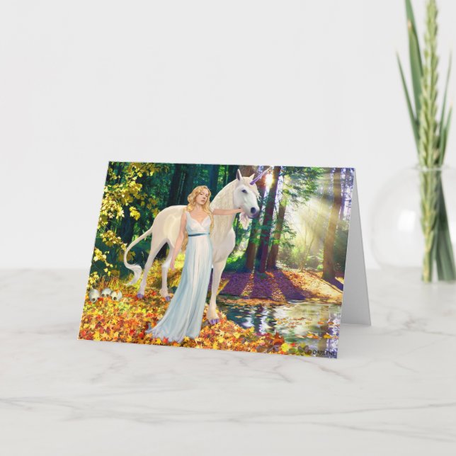 Cartão Maiden and Unicorne Healing Greeting Card (Frente)