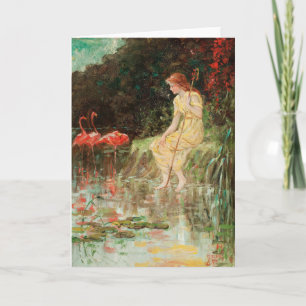 Cartão Maiden com Flamingos   Frederick Stuart Church