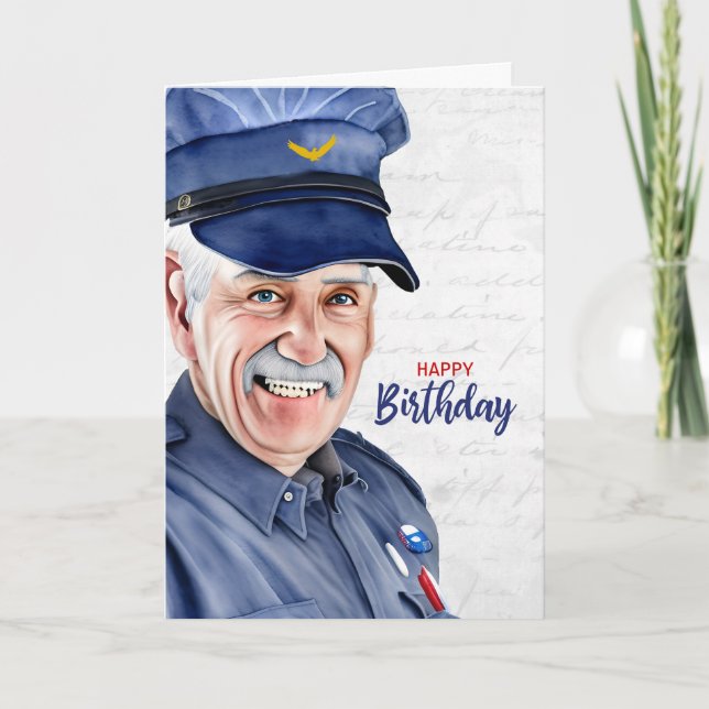 Cartão Mail Carrier Caucasian Male Male Postal Birthday (Frente)
