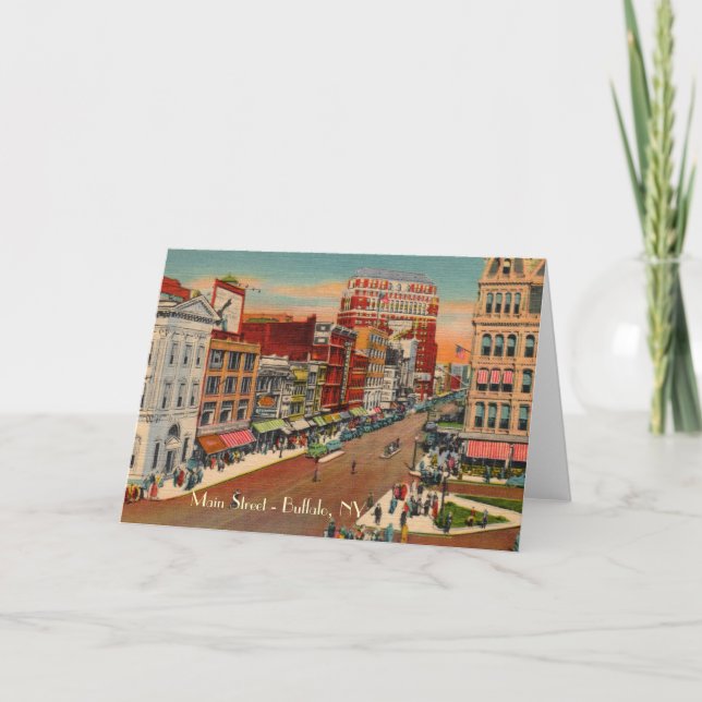 Cartão Main Street - Buffalo, NY Vintage Greeting Card (Frente)