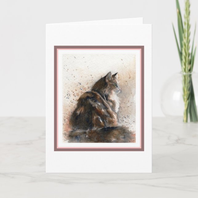 Cartão Maine Coon Cat Blank Greeting Card (Frente)