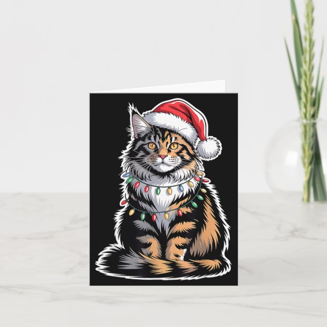 Cartão Maine Coon Cat Christmas Xmas Kitten Kitty Lover M (Frente)
