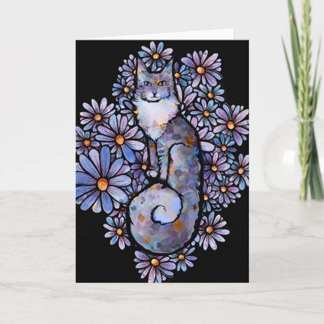 Cartão Maine Coon Dilue Calico Cat Purple (Frente)