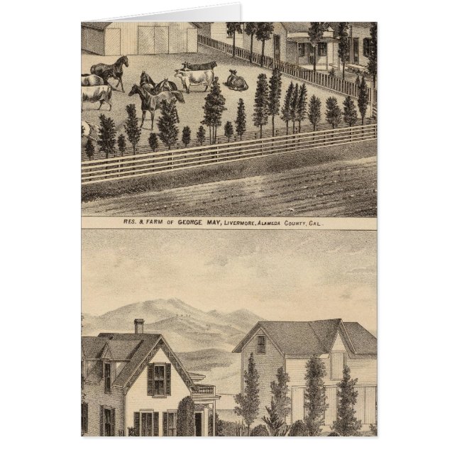 Cartão Maio, residências de Horton, fazenda (Frente)