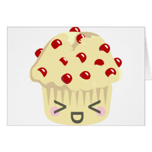 Cartão Mais caras do muffin de Kawaii