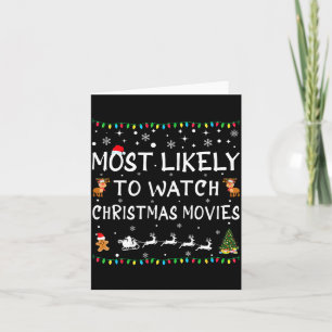 Cartão Mais Propenso a Assistir Filmes de Natal Família C