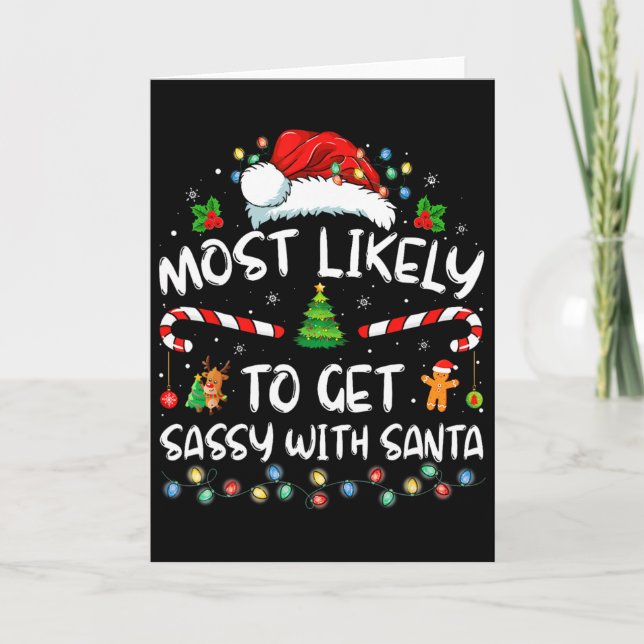 Cartão Mais Propenso a Ficar Doente Com o Papai Noel Famí (Frente)