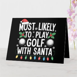 Cartão Mais Propenso a Jogar Golfe com o Papai Noel Famíl