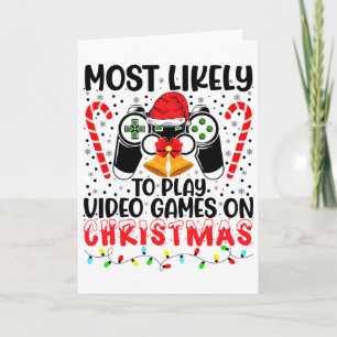 Cartão Mais Propenso a Jogar Videojogos no Natal Divertid