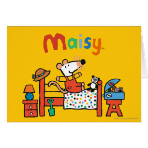 Cartão Maisy adorável em macacões vermelhos