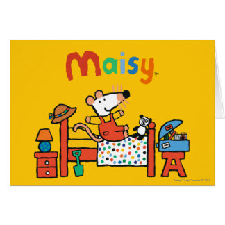 Cartão Maisy adorável em macacões vermelhos