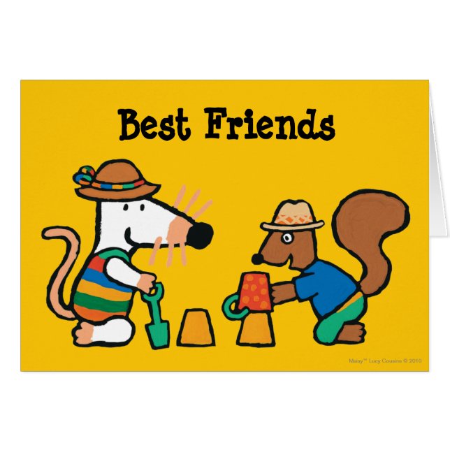 Cartão Maisy e Cyril constroem um castelo da areia (Frente Horizontal)