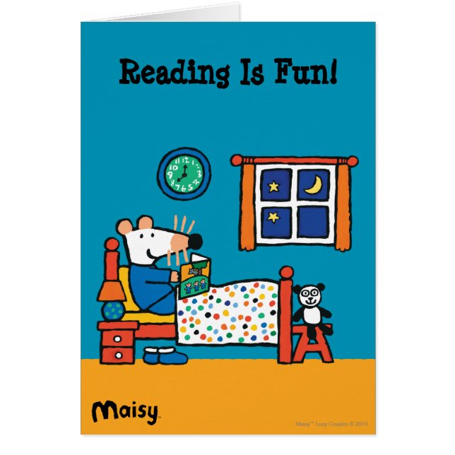 Cartão Maisy pronta para pijamas do azul da cama (Frente)