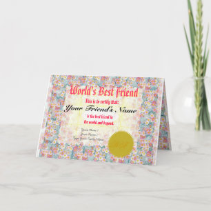 Cartão Make a World's Best Friend Certificate