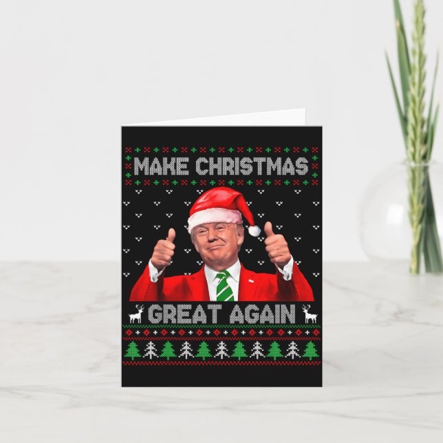 Cartão Make Christmas Great Again Xmas Funny Pajamas Ugly (Frente)