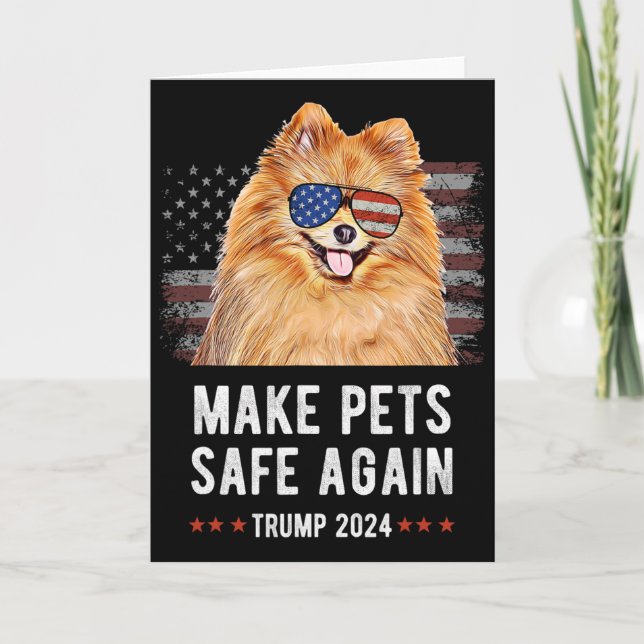 Cartão Make Pets Safe Again Pomeranian Dog Trump 2024  (Frente)