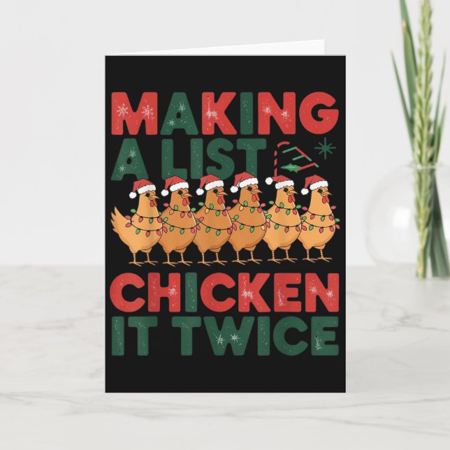 Cartão Making A List Chicken It Twice Christmas Xmas Chic (Frente)