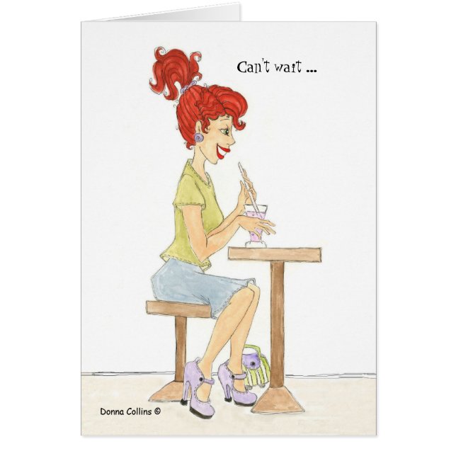 Cartão Mal posso esperar a garota de refrigerante (Frente)