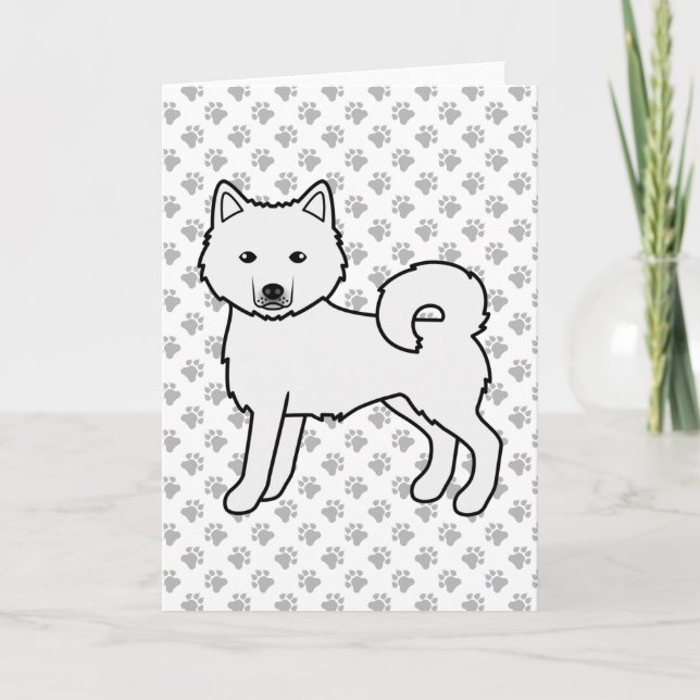 Cartão Malamute do Alasca Branco Cachorro de Desenho Anim (Frente)