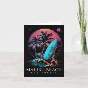 Cartão Malibu Beach, Surf da Califórnia, Conselho Vintage