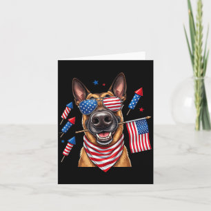 Cartão Malinois Belga Bandeira Americana EUA Dia da Memór