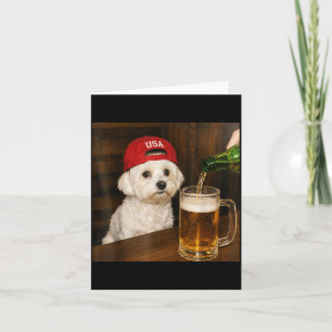 Cartão Maltês Bebendo Cerveja Amantes de Cachorro Gráfico