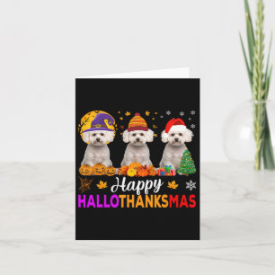 Cartão Maltês Cachorro Halloween Natal Hallothanksmas 1