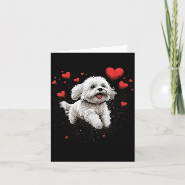 Cartão Maltese Dog Love Heart For Valentines Day Maltese  (Frente)