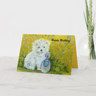 Cartão Maltese puppy - yellow