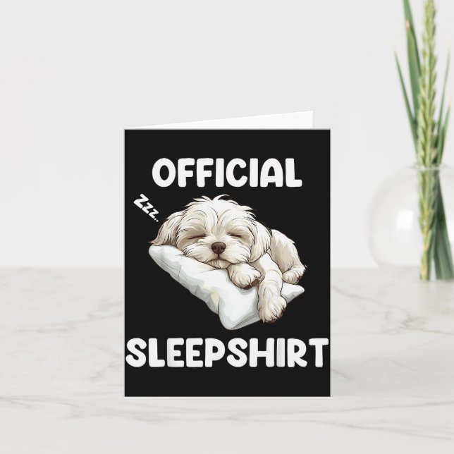 Cartão Maltese Sleepshirt Cute Dog Lover Pajama Sleepwear (Frente)