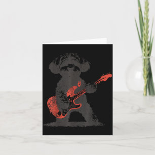Cartão Maltipoo Vintage Rock Tocando Violão Cachorro Engr