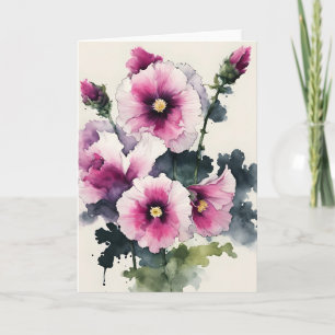 Cartão Malvarisco - Flores de aquarela