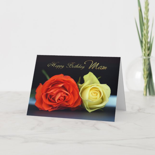 Cartão Mam Birthday Card With Orange And Cream Roses (Frente)