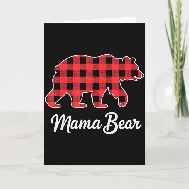 Cartão Mama Bear Christmas Red Buffalo Plaid Family Match (Frente)