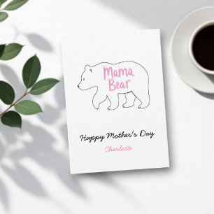 Cartão Mama Bear   Dia de as mães bonito e engraçado