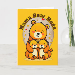 Cartão Mama Bear Mode – Cute Mother Bear Illustration