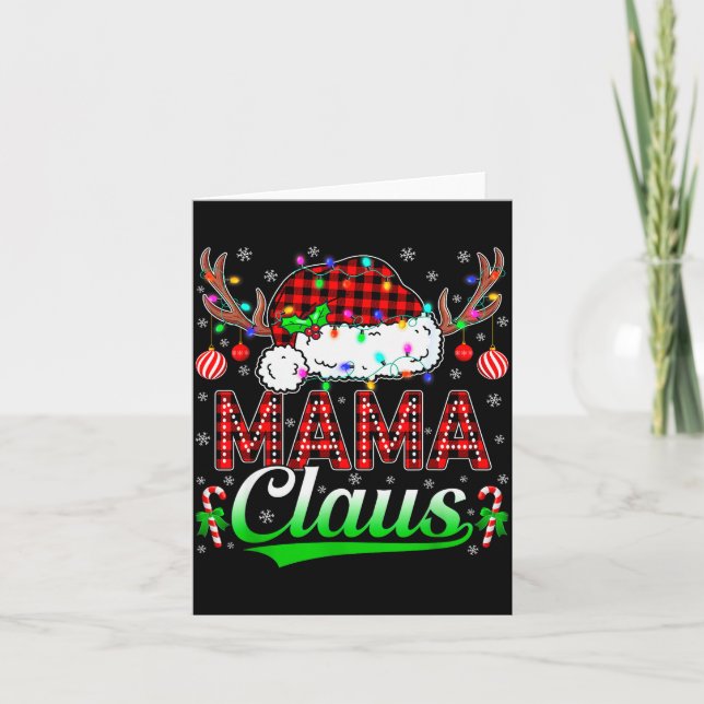 Cartão Mama Claus Christmas Lights Matching Family Xmas P (Frente)