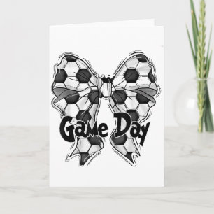 Cartão Mama de Futebol do Dia de Jogo de Futebol com Laço
