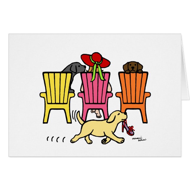 Cartão Mamã de Labrador na piscina (Frente Horizontal)