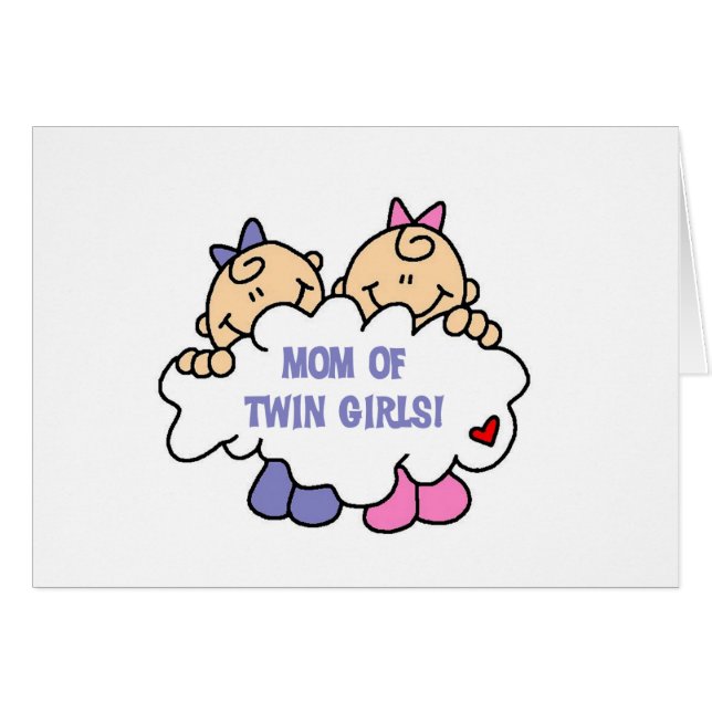 Cartão Mamã de meninas gêmeas (Frente Horizontal)